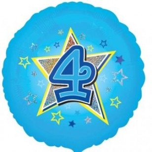 Blue Star Age 4 Birthday Balloon
